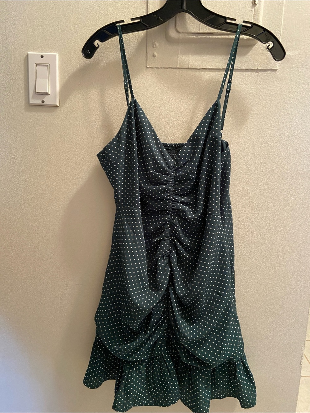 Urban Outfitters Dark Green Polka Dot Mini Dress